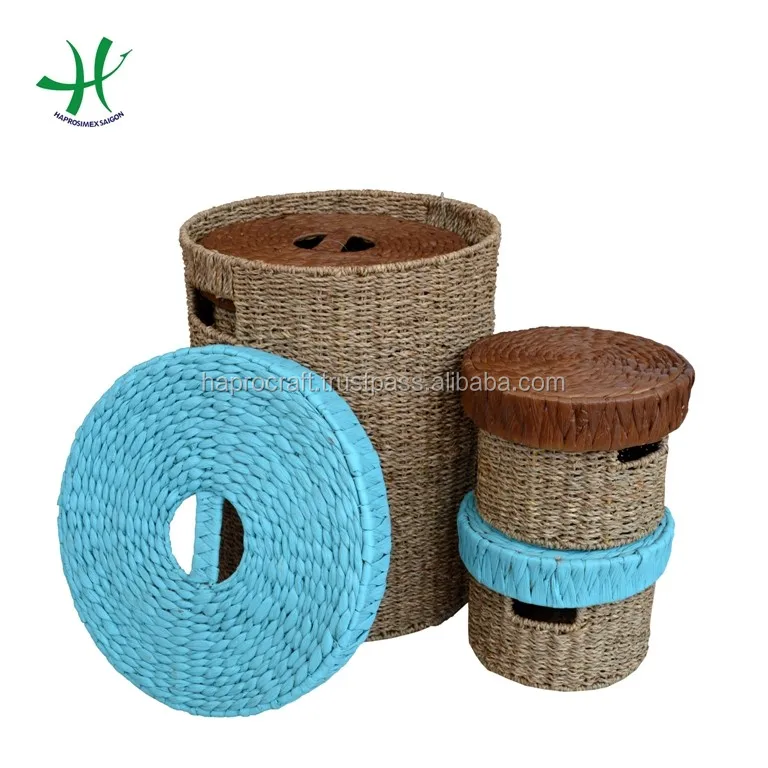 Water Hyacinth Storage Basket With Rope Handle/ Cheap Storage Basket