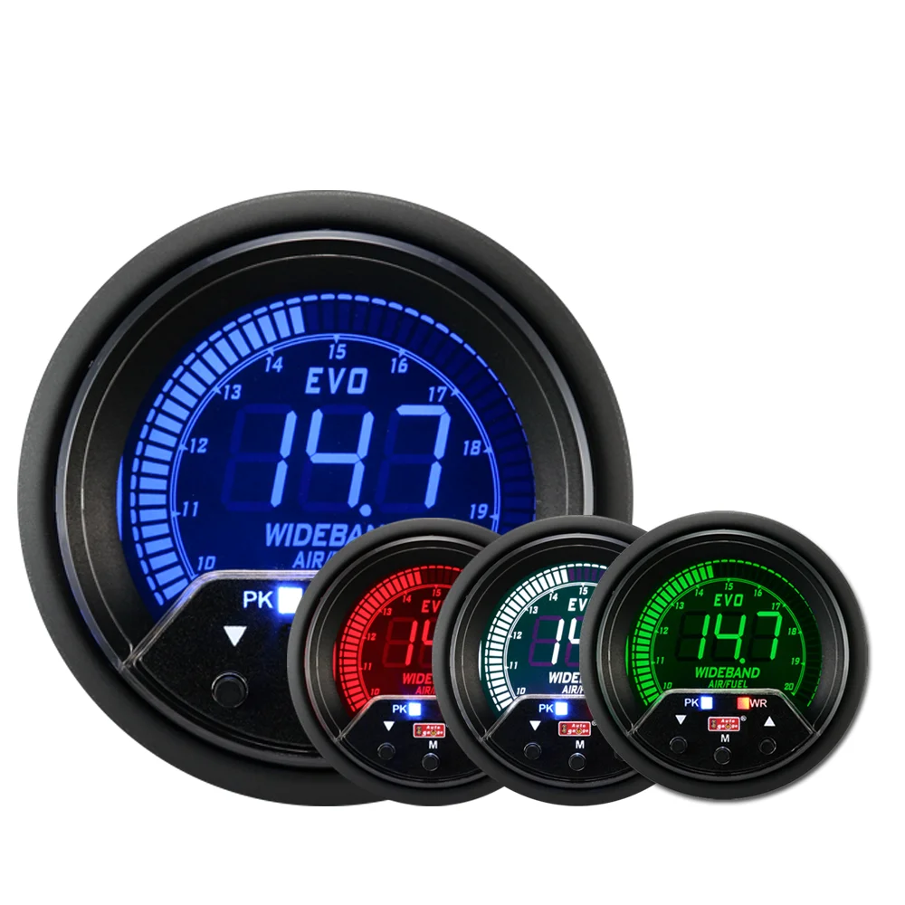 2/" 52MM LED Pointer Car Air Fuel Ratio Gauge Black Monitor Analog Racing Meter