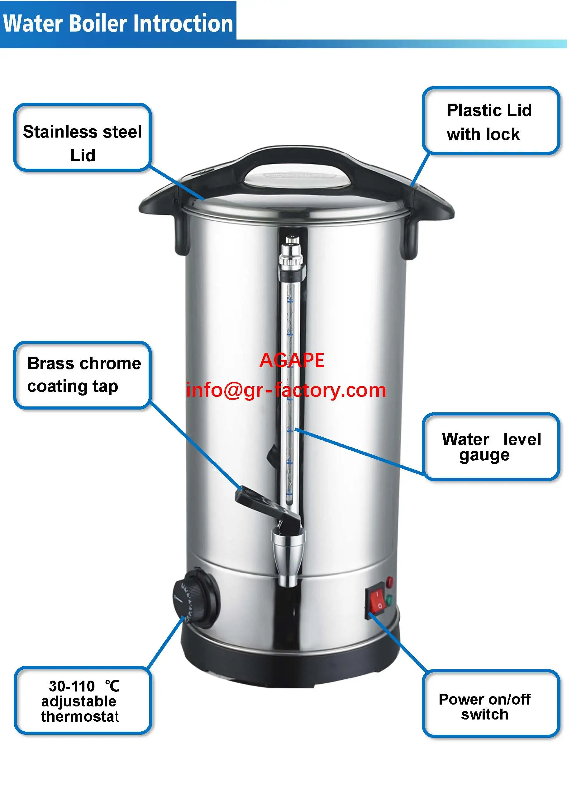 Electric Water Boiler Water Urn Stainless Steel Tea Boiler 12 Liter With Rohs Lfgt Ce Buy