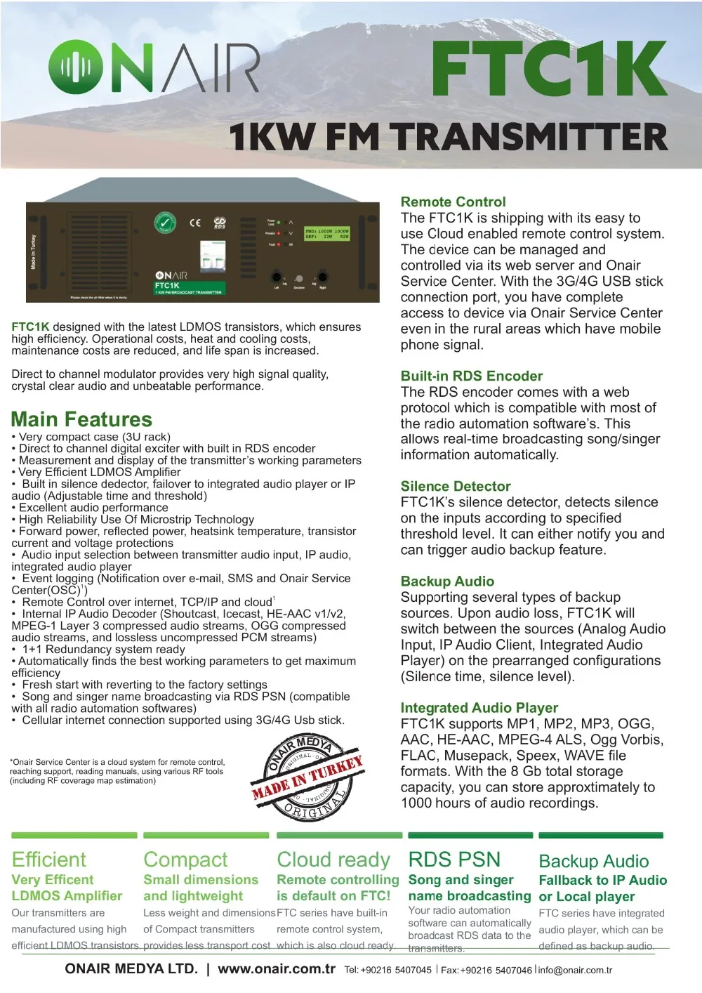 1kw Light Weight Fm Radio Transmitter Compact 1000w Fm Radio