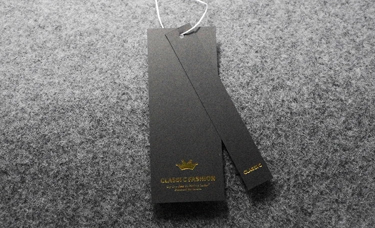 Black Plastic String Paper Cardboard Hangtag With Gold Stamping - Buy ...