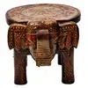 Indian Handicraft Beautiful Handmade Wooden Painted Elephant Stool Home Decorative