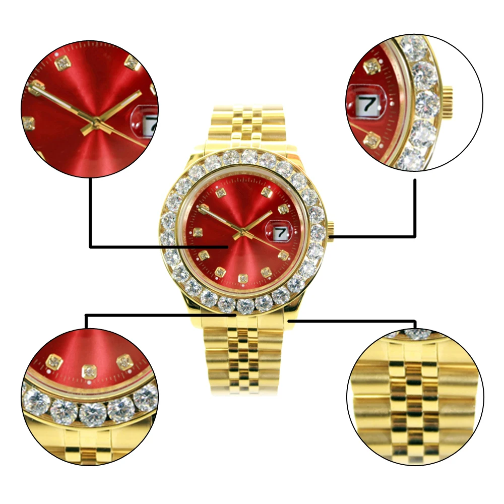 Gold Japan Movt Stainless Watch Diamond Quartz Men Relogio Masculino