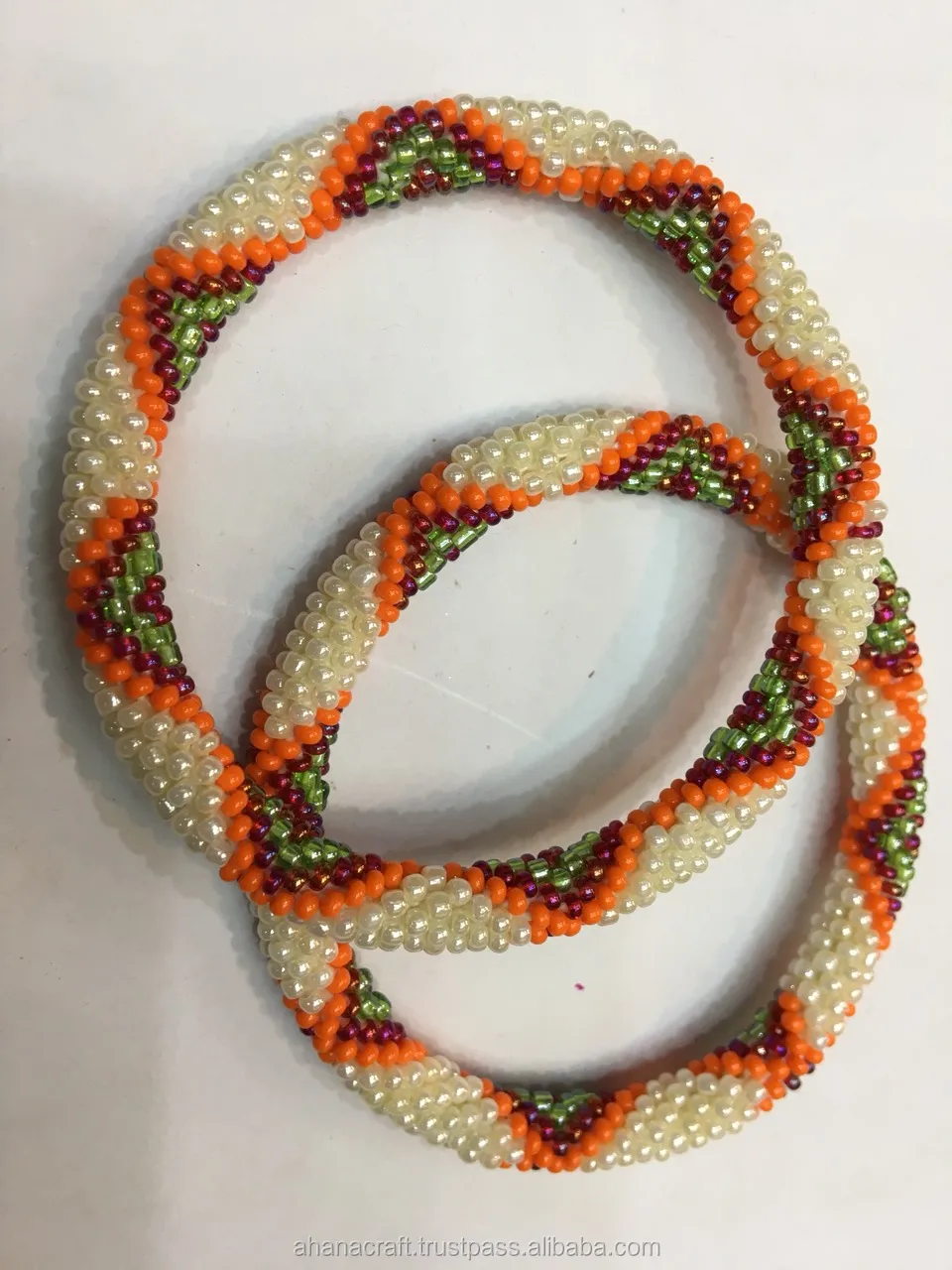 1 SET Nepal Glass Beaded bracelet crochet handmade bead bangle USA NEPAL 