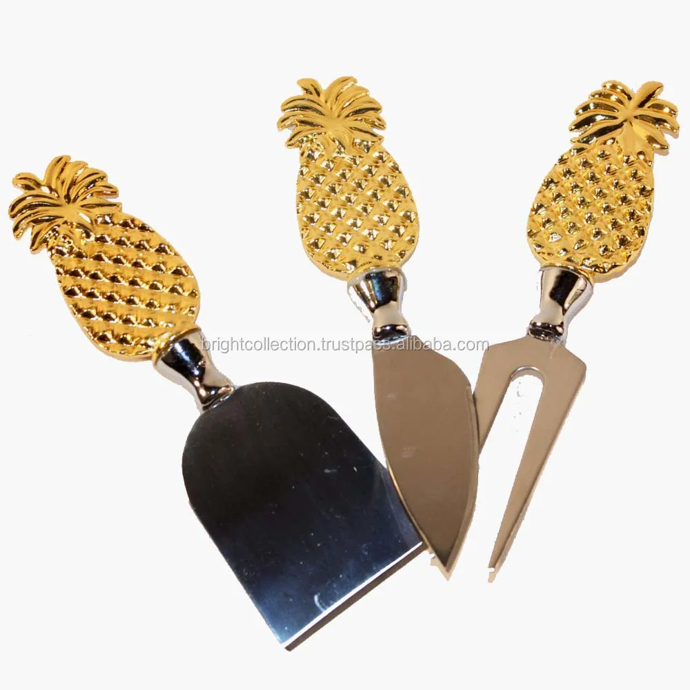 Black Twig Handle Gold Cheese Knives Gold Plated Golden Handle