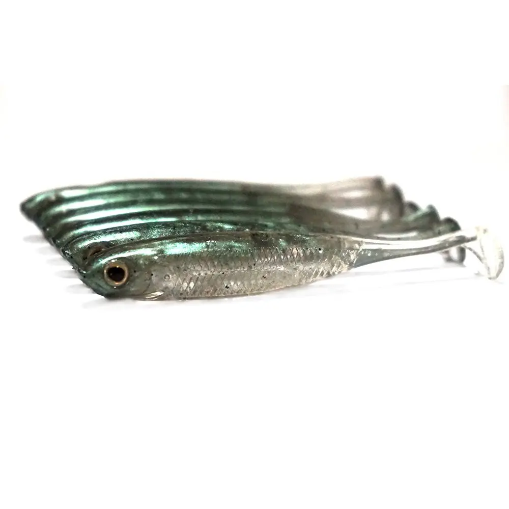 Dr.Fish Softbait Wiggle Shad Soft Plastic Swimbait Fishing Lure Smallmouth Bass Perch 3" Blue, Pumpkinseed, green