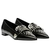 2019 elegant Pointed Toe Pumps Stylish pointy Flat Women shoes Rivet Square Buckle Casual Dress Shoes