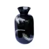 IA Crafts Decorative Plain Polished Black Vietnamese Lacquer MDF Vase With White Feather Design