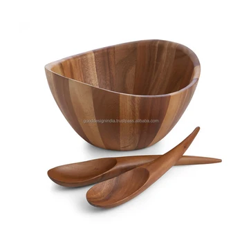 Wooden Salad Bowl With Server Wood Serving Bowls Wooden Salad Bowl With Server Wood Serving Bowls Tableware Item