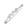 Fine Jewelry 14 Kt Solid White Gold Cubic Zirconia Women'S Vintage Bracelet Bangle 20 Grams