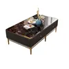 2018 new coffee table Gold stainless steel black baking finish marble coffee tables