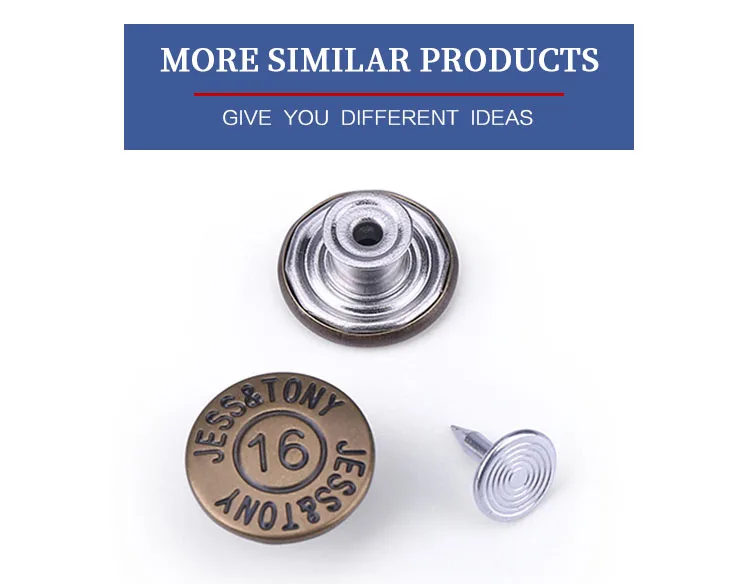 Fashion Embossed Logo Round Shank Custom Metal Rivet Denim Jeans Button