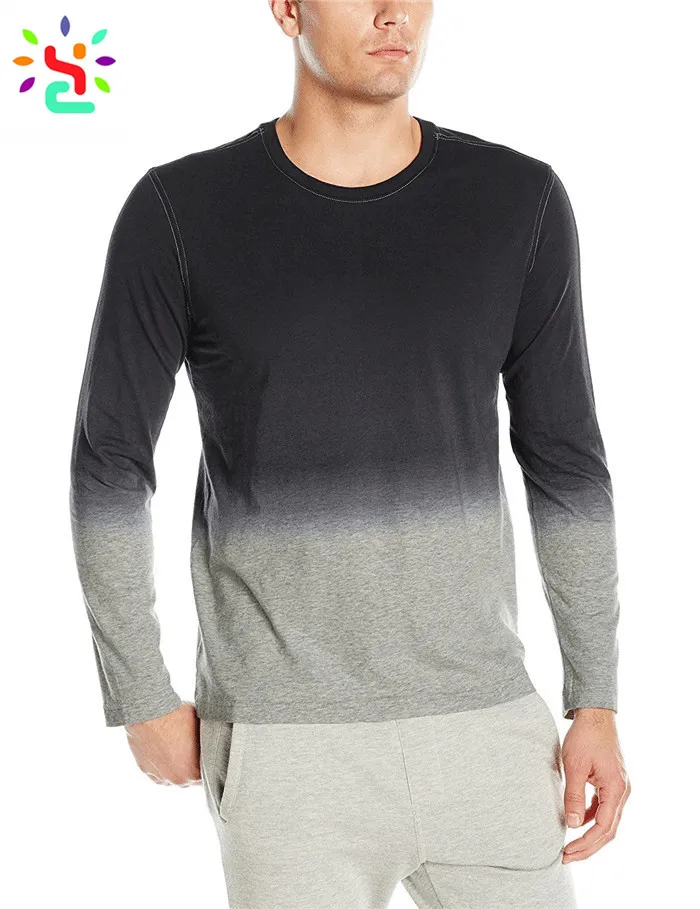 Super Soft Peruvian Cotton T Shirt Dip Dye T Shirt O Neck Long Sleeve ...