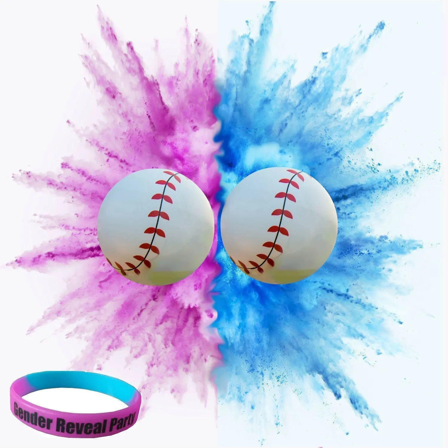2 Pack Team Pink /& Team Blue Exploding Gender Reveal Baseball With Extra Powder Baby Shower Party Supplies