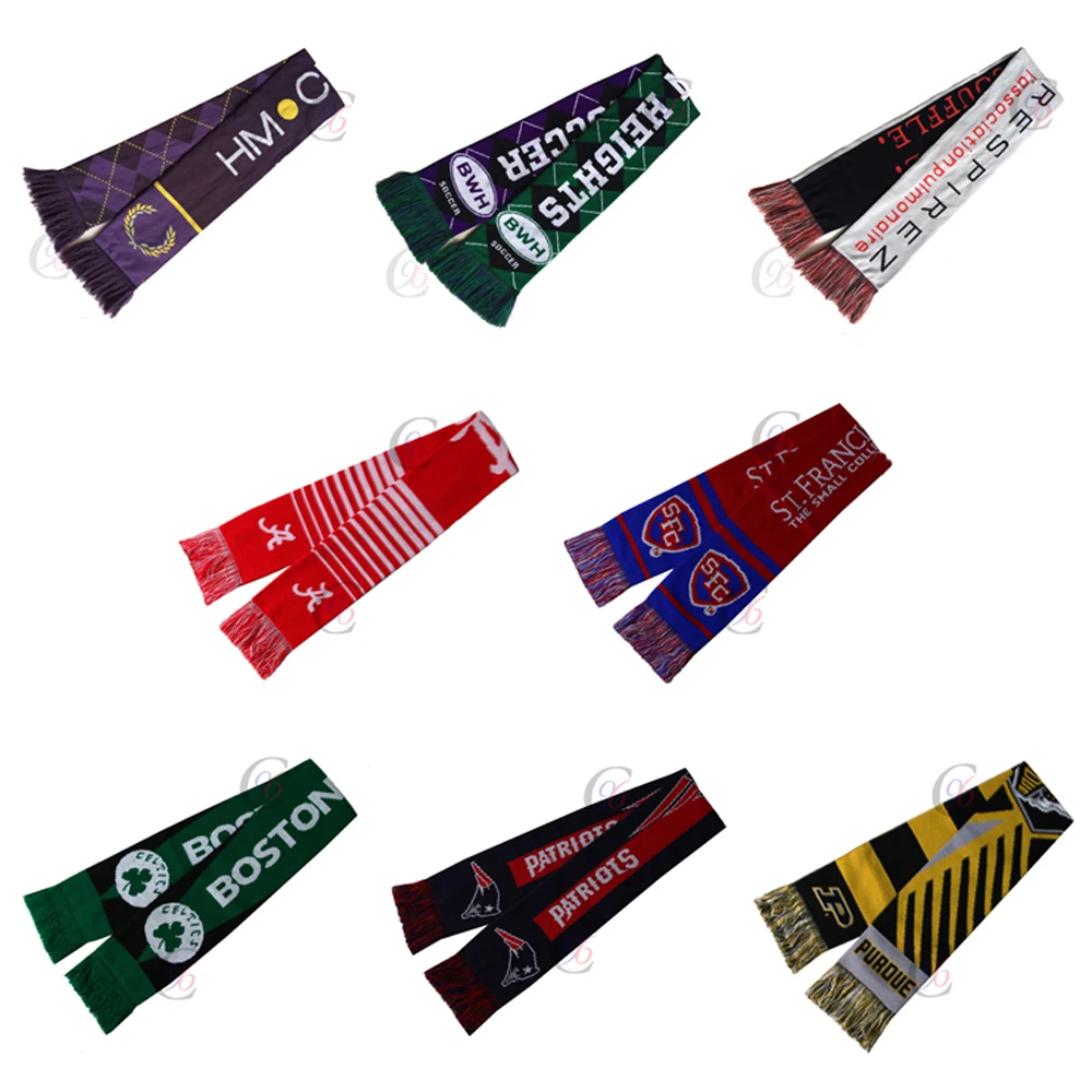 Chengxing customized logo crochet jacquard knitting promotion gift woven scarf