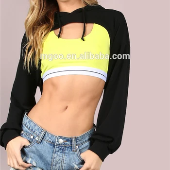 open chest cropped hoodie