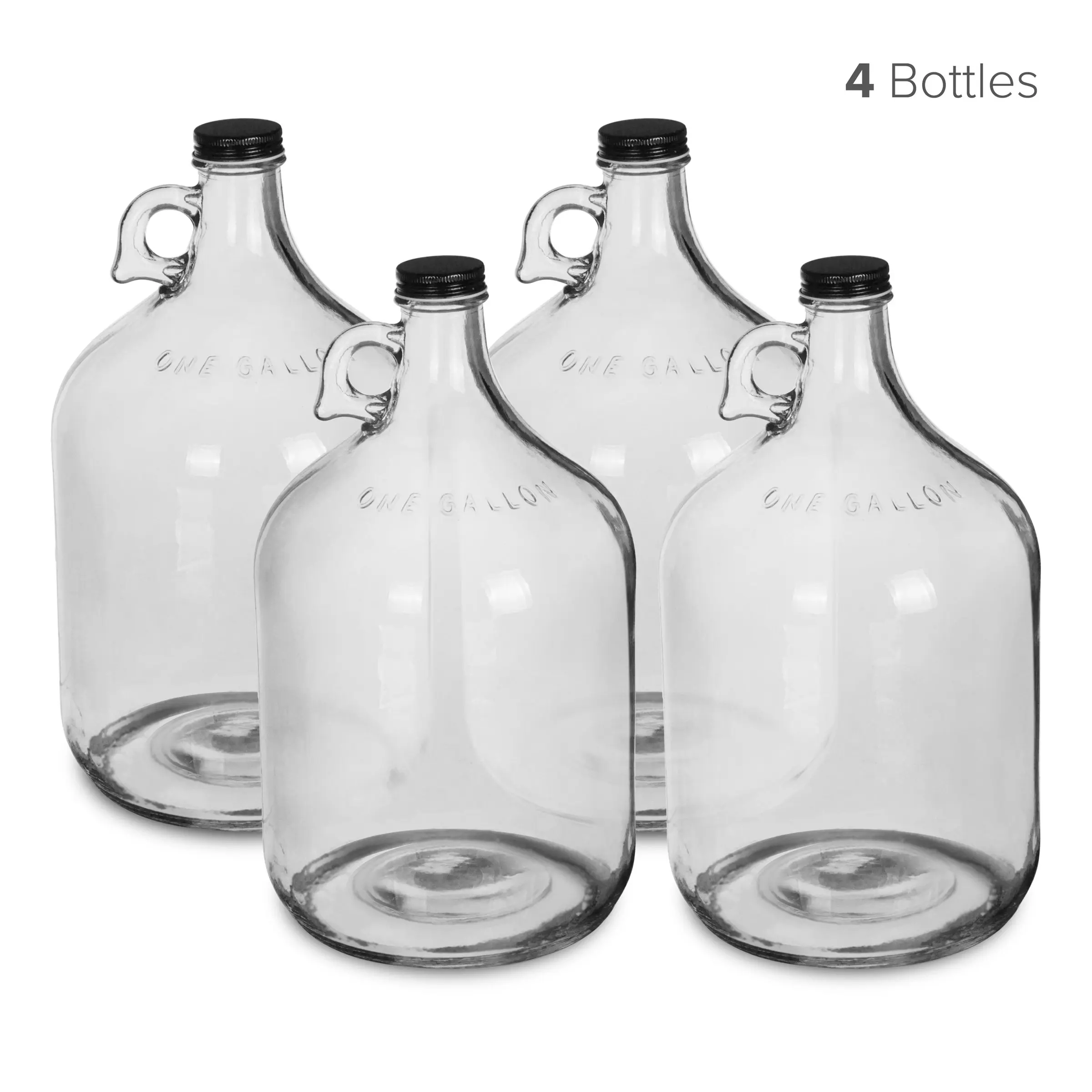 1 Gallon Glass Water Bottle Jug with 38 mm Screw Cap (4) .