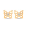 0.06 Carat Butterfly Double Split Shank Band in Yellow Gold Diamond Earring