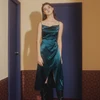 Top Selling Women Dress Elegant Style Fashion Casual Girls' Dress Blue Spaghetti Slip With Thigh-Slit