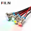 FILN 6mm 12v mini Metal LED Pilot Panel Dash Signal Indicator Warning light 14cm cable Chrome Finish Car Boat Marine pilot lamp