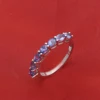 925 Sterling Silver Purple Cz Gemstone Half Eternity Sevan Stone Engegment Ring