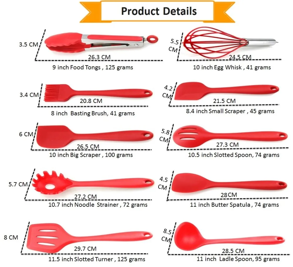 Silicone Kitchen Utensil 10 Piece Cooking Set Buy 10 Piece Cooking
