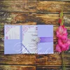 Lavender Silk Wedding Invitation Folio Luxury Couture Event Invitation With Lavender Ribbon And Brooch