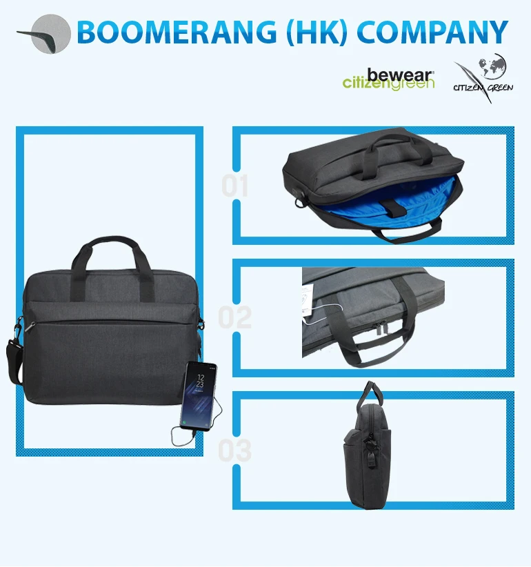 Lightweight Slim Laptop Messenger Shoulder Bag With Usb Charging Port