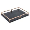 Wholesale Leather serving trays , Metal Handle serving trays , Stainless steel Handle Square serving trays