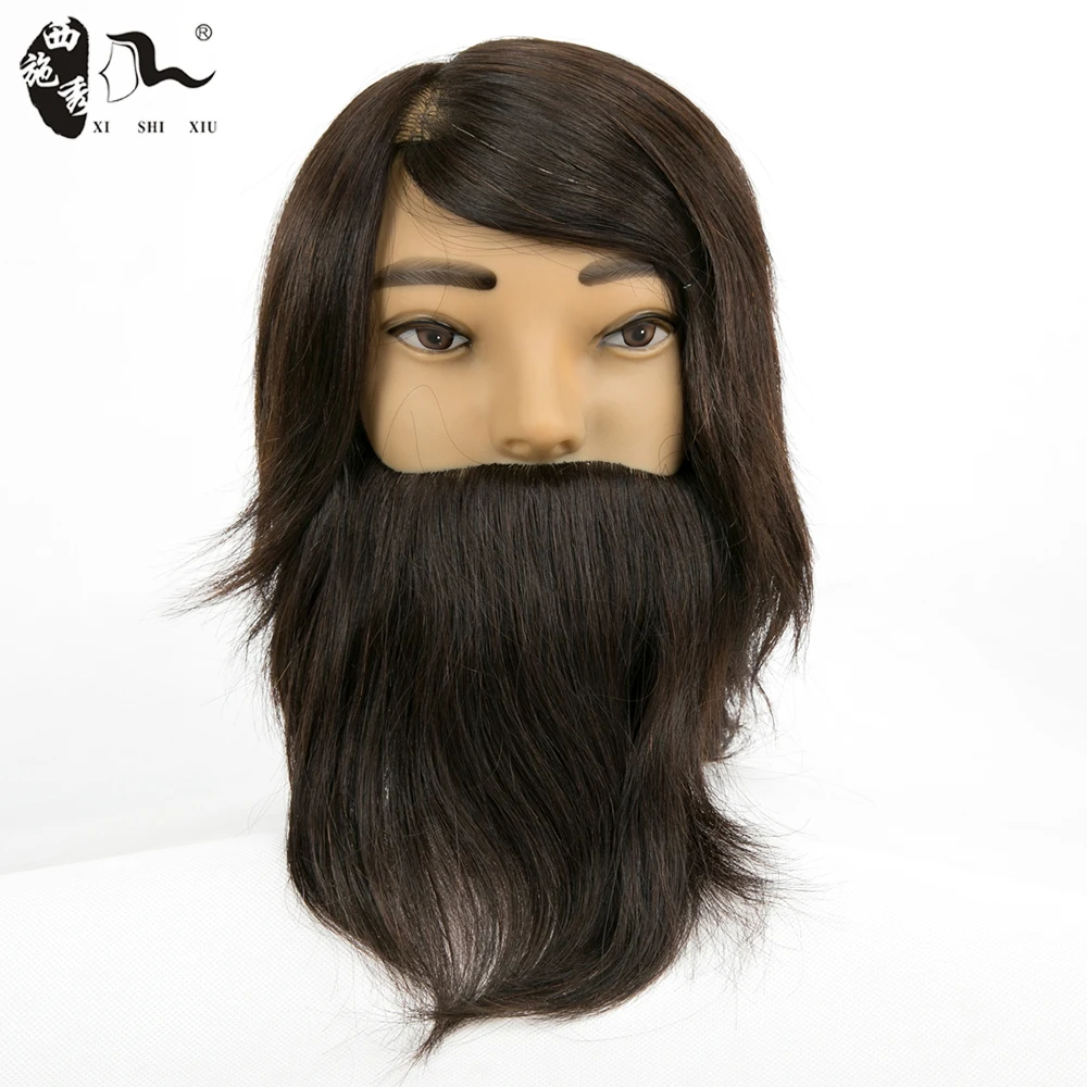 XISHIXIUHAIR BRAND Factory wholesale 100% human hair male training mannequin head with beard