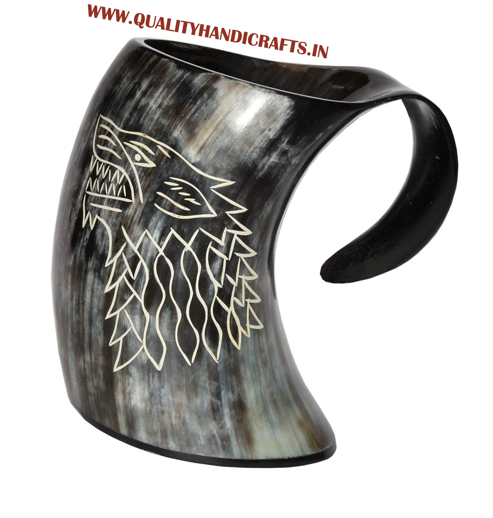 Best Quality Viking Drinking Horn Mug/ Wine Mug Customized Ceramic Black Coffee Mugs Gift