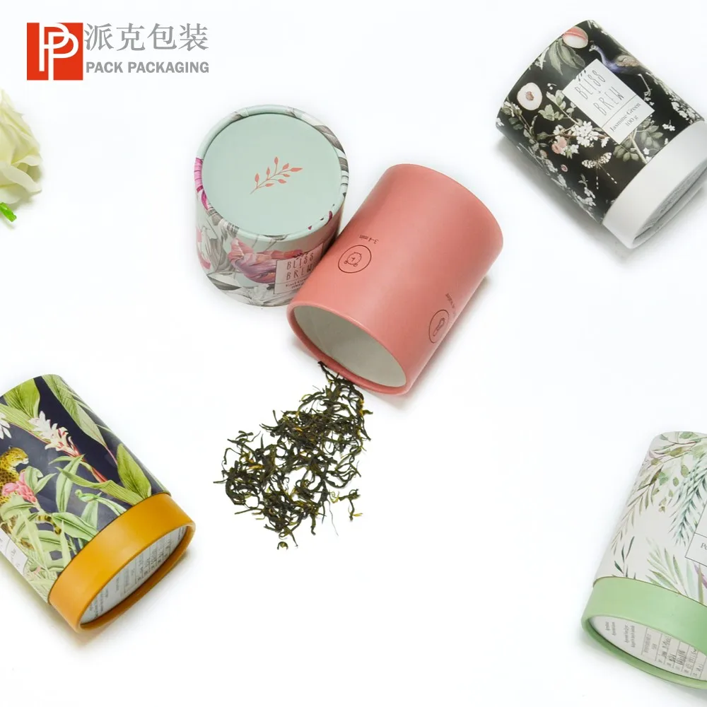 Custom Manufactured Kraft Cardboard Paper Tea Canister Packaging For