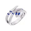 LOZRUNVE 925 Sterling Silver Colorful Stones Cluster Zirconia Rainbow Snake Ring
