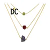 Peridot, Ruby, & Tanzanite Gemstone Designer Women's Necklace 18k Gold Plated Sterling Silver Chain Necklace Supplier Jewelry