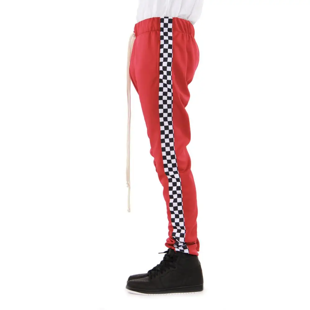 white and red track pants