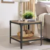 Metal and Wood Angle Iron Rustic End Coffee Table
