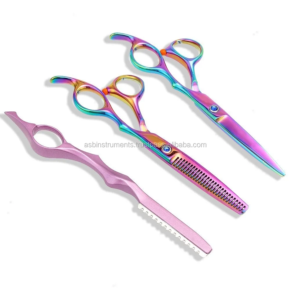 Rainbow Titanium Coated Left Handed Hair Scissors Set Buy Hair