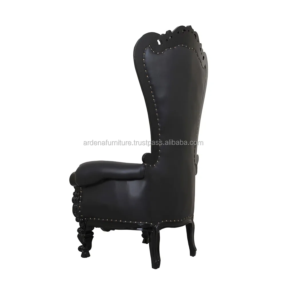 King Throne Chair High Back Luxury Wedding High Back Throne Chair Black