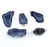 Natural Blue Geode Druzy Silver plated Connector Wholesale Jewelry India Double Bail style
