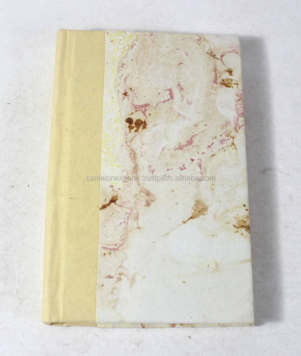 Hard Cover Designer White Color Marble Print Handmade Recycled Cotton