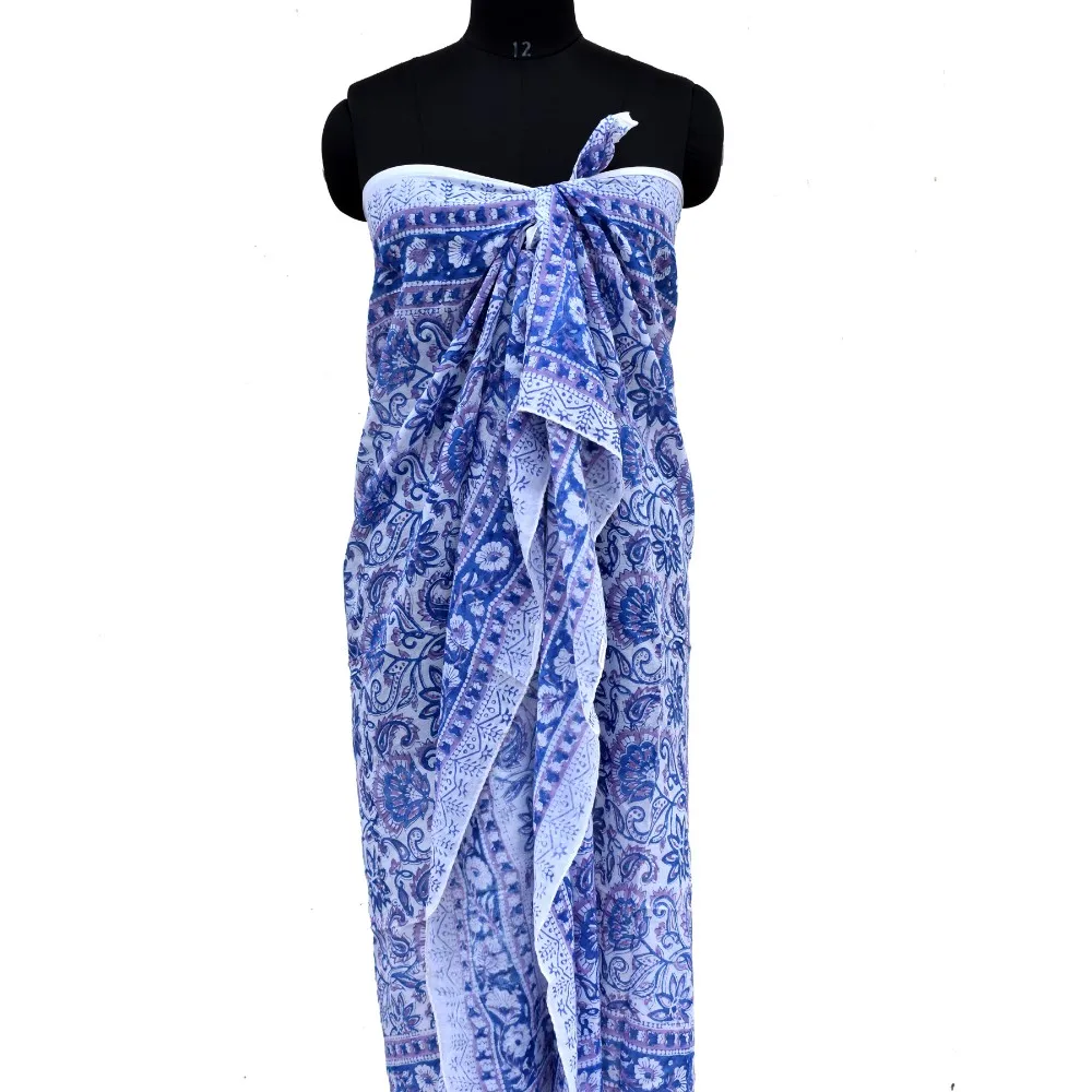 Brown - Sanganeri Hand Block Print Cotton Scarf 21