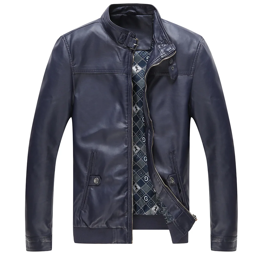 Buy Men Leather Jackets Pu Leather Jacket Men's Winter Fleece Pu ...