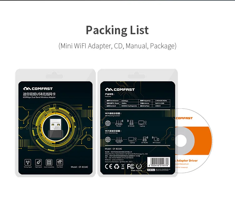 COMFAST CF811AC 650Mpbs Wifi Display Adapter USB 2.0 Driver, View