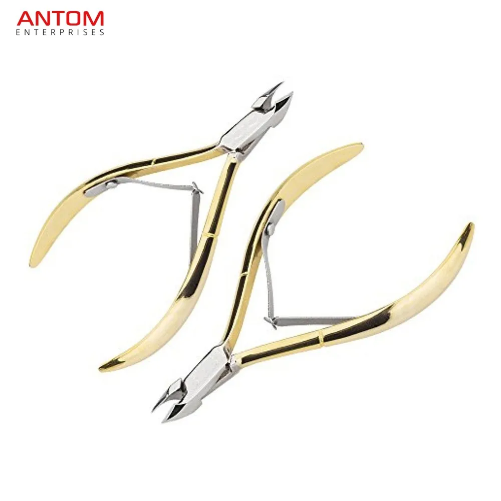 Gold Plated Nail Nipper And Cutical Nipper / Plain Handle Half Gold