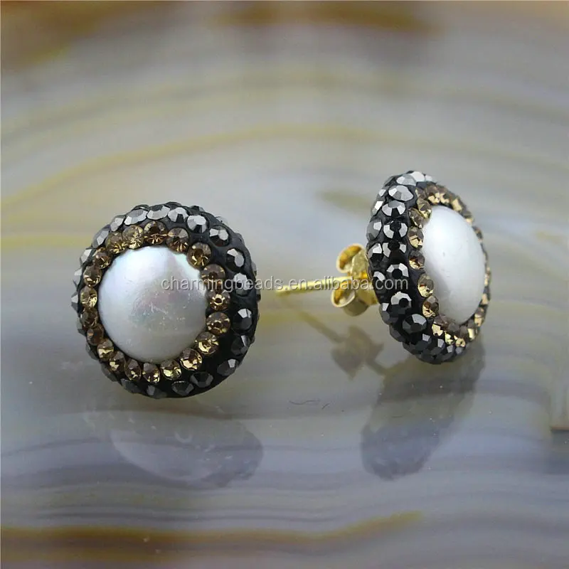CH-ZSE0393 natural stone pendant jewelry earring,rhinestone fashion agate stud earring,wholesale gemstone dangle earring