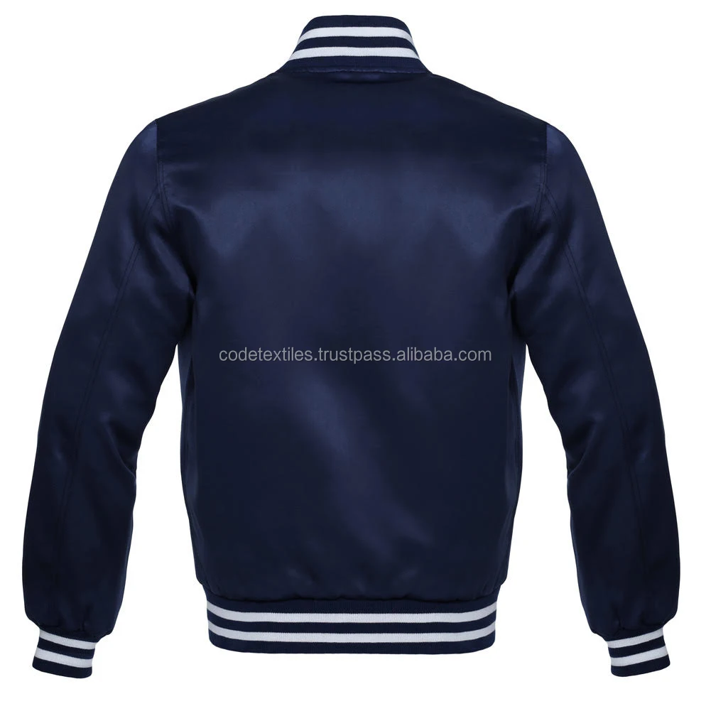 Wholesale Satin Varsity Jacket Custom Made Men Silk Jackets / Satin