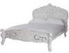 French Rococo White Painted hand carved mahogany wood bed