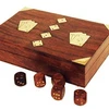 Handmade Wooden Playing Cards Storage Box with wooden Dice