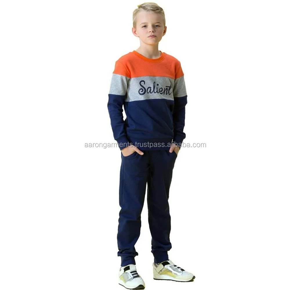 Slim Fit Kids Sport Polyester Fleece Tracksuit Blank Children's Suit