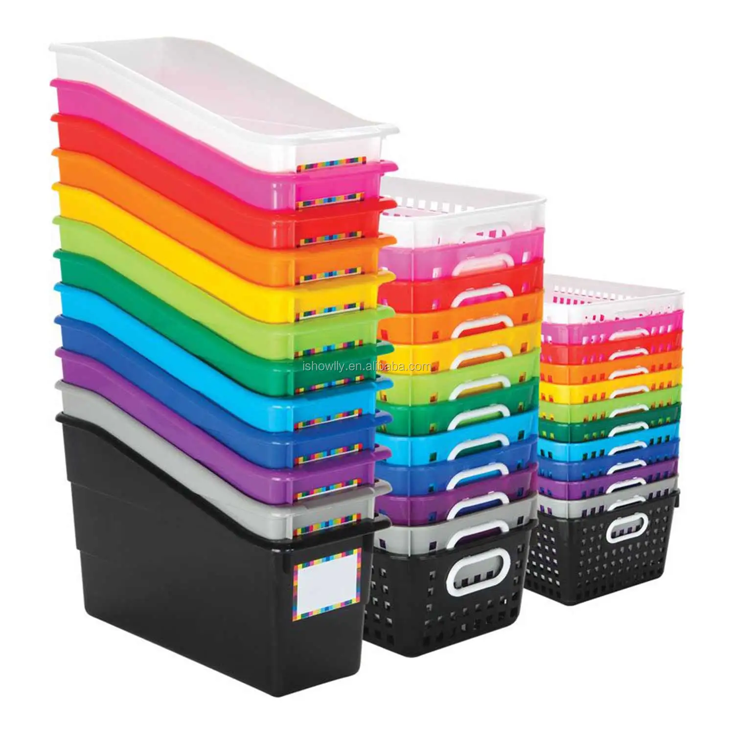 Colorful Plastic Craft Caddies With Handles Multipurpose Mini Desk